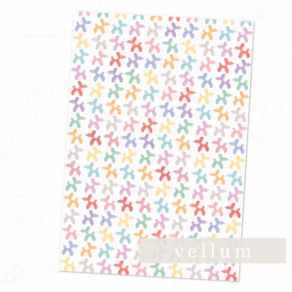 Junk Journal Balloon Dogs Vellum Sheet