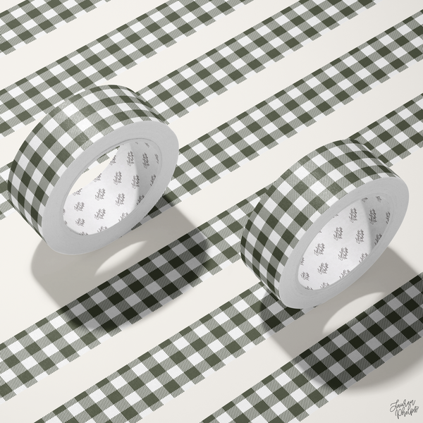 Olive Buffalo Check 15mm washi