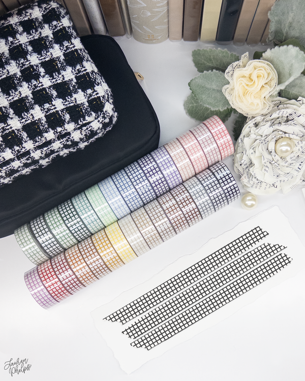 Black Classic Grid 15mm washi