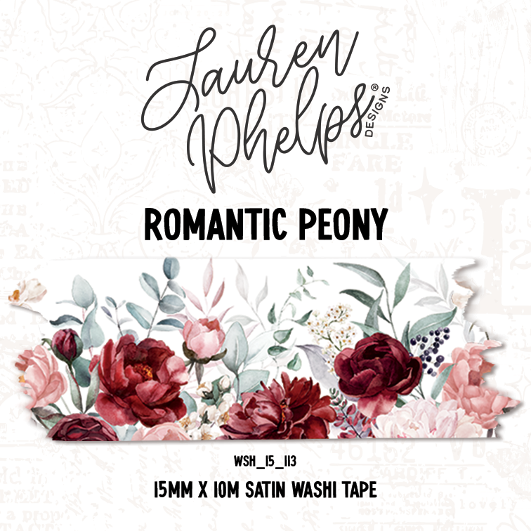 Romantic Peony 15mm Washi