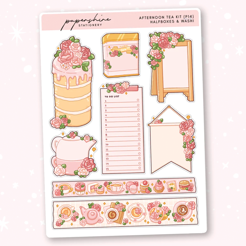 PAPERSHIRE || Afternoon Tea Journaling Kit Half Boxes & Washi P14