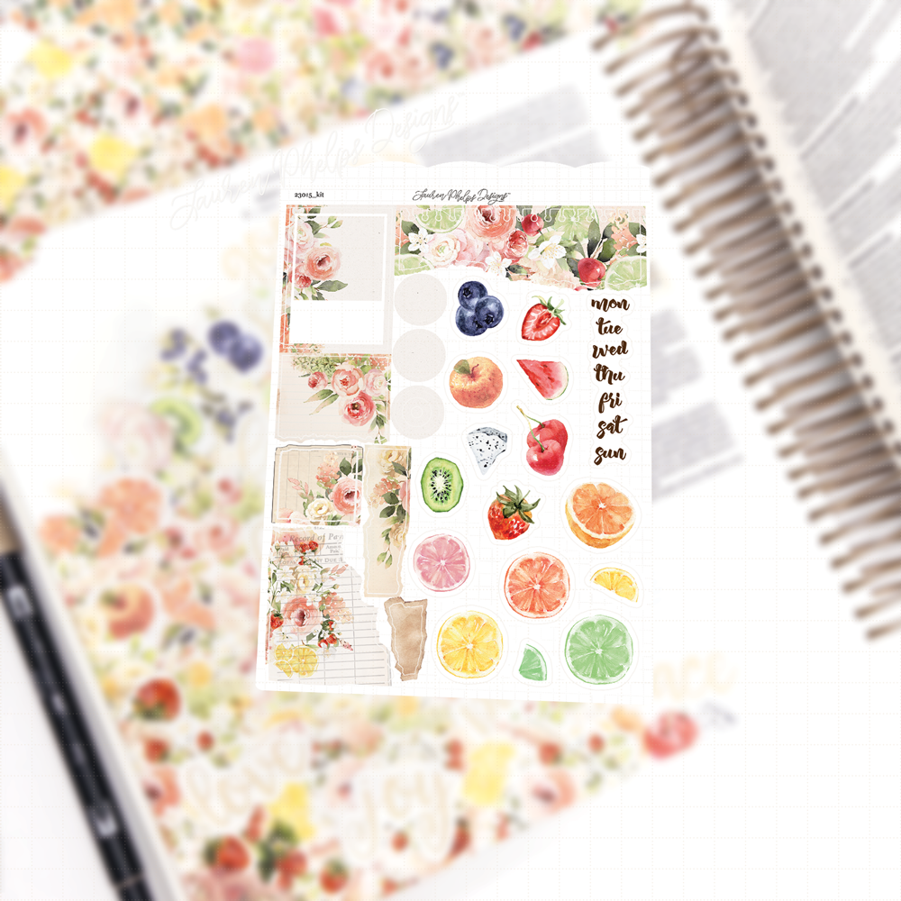 Fruit Punch Satin P.E.T. Journaling Sticker Sheet Set