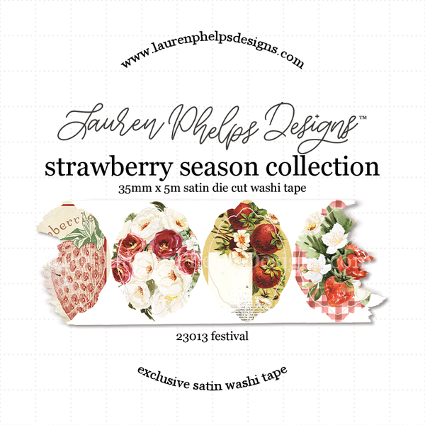 Strawberry Season 'Festival' Premium Satin Die Cut Washi 35mm fruit