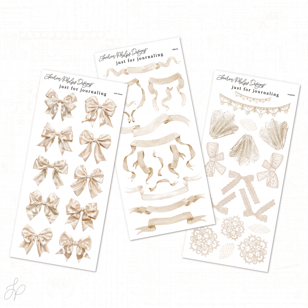 Journaling Coquette Bows, Ribbons & Lace | Set of 3
