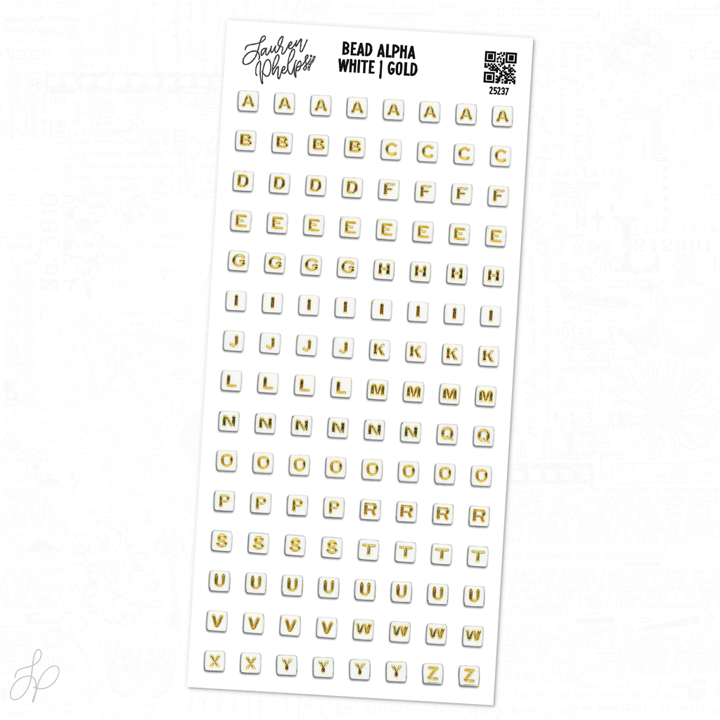 Alpha White | Gold Letter Beads | Vinyl