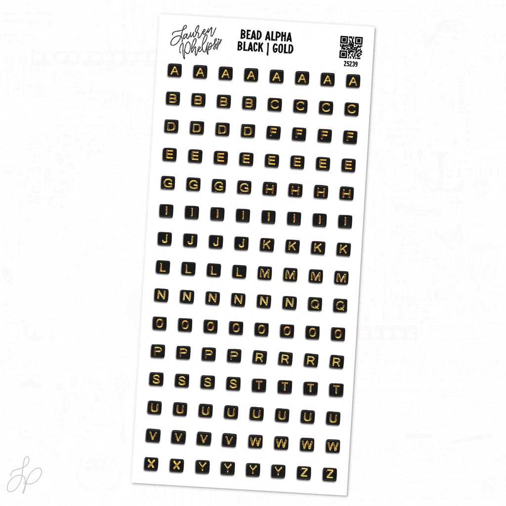Alpha Black | Gold Letter Beads | Vinyl