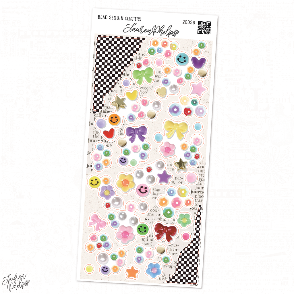 Junk Journal Trinket Bead and Sequin Clusters Deco Sticker Sheet