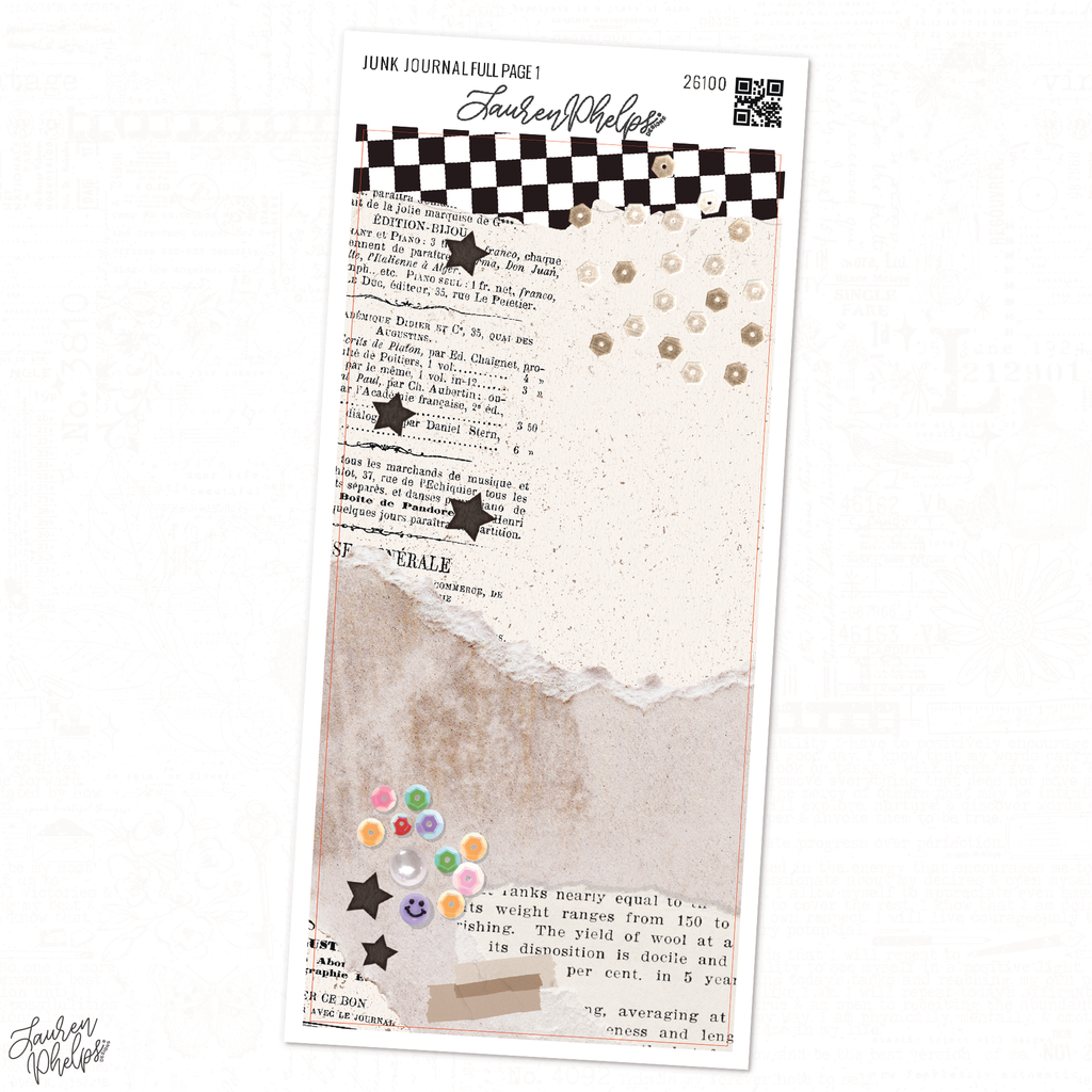 Junk Journal Trinkets Full Page Tearable Sticker Sheet 1