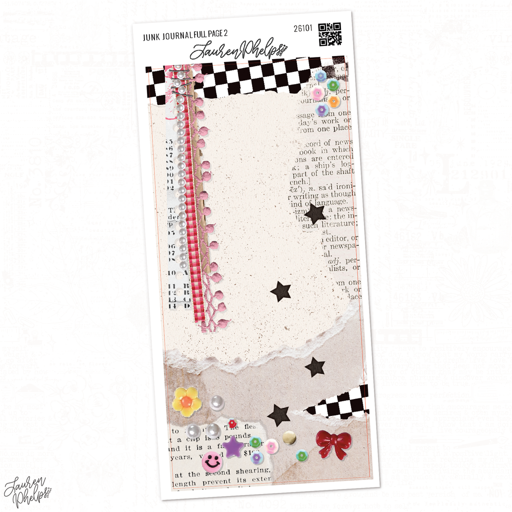 Junk Journal Trinkets Full Page Tearable Sticker Sheet 2