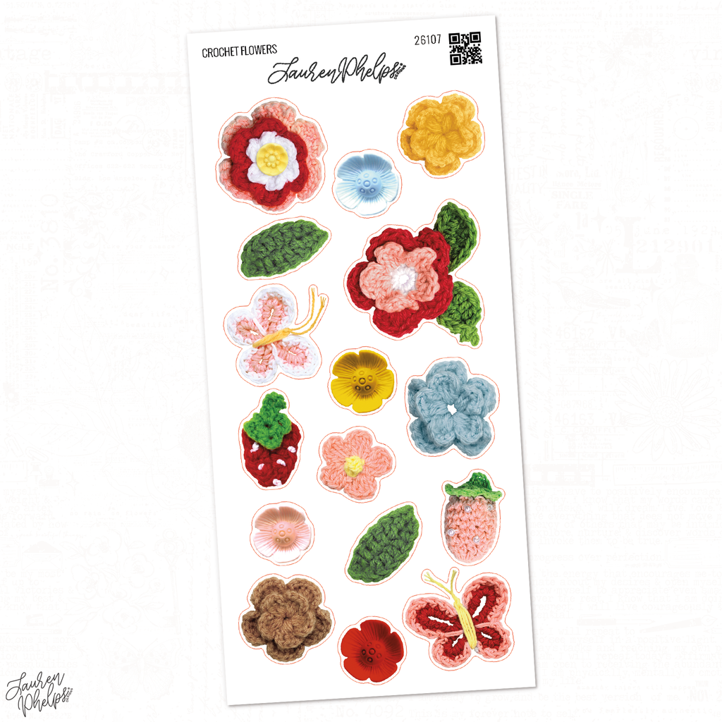 Crochet Flowers Deco Sticker Sheet