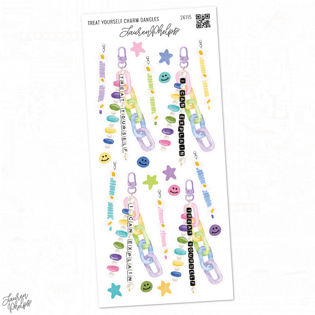 Treat Yourself Charm Dangles Deco Sticker Sheet