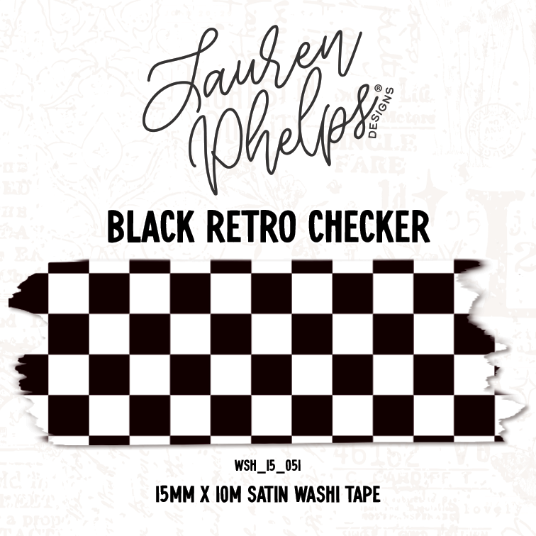 Black Retro Checker 15mm washi