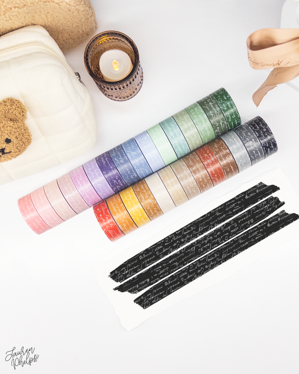 Black French Text 15mm washi