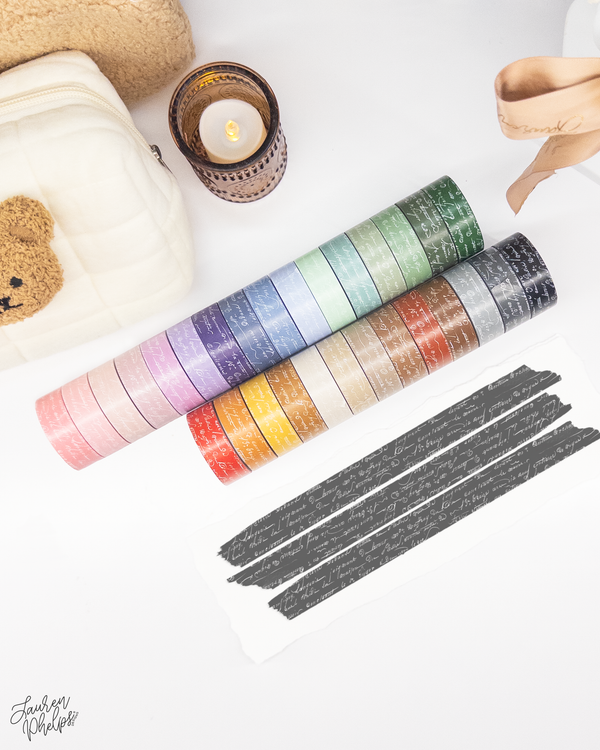 Charcoal French Text 15mm washi