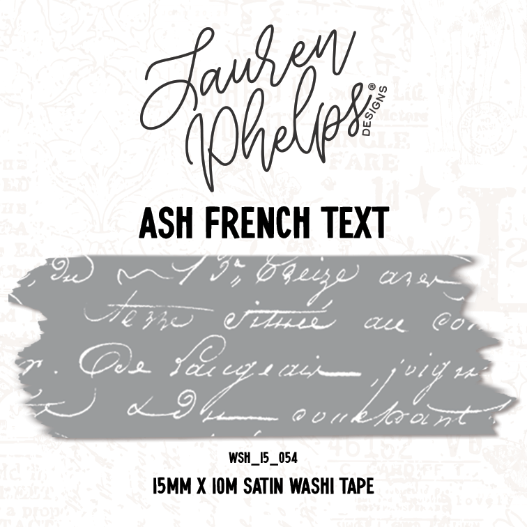 Ash French Text 15mm washi