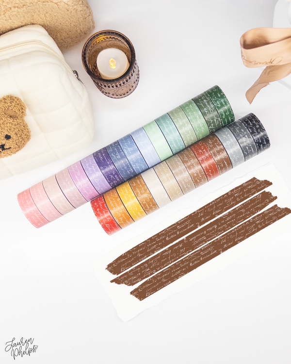 Chocolate French Text 15mm washi