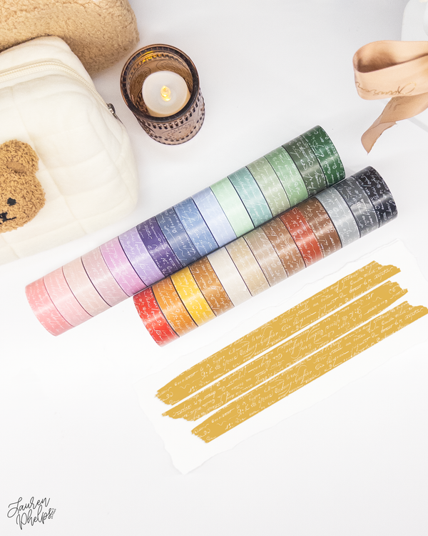 Amber French Text 15mm washi