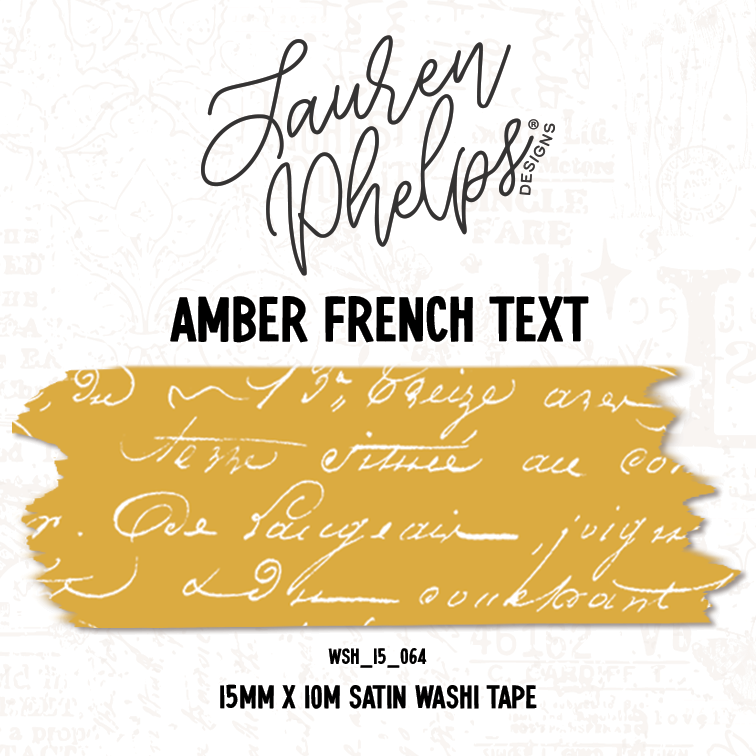 Amber French Text 15mm washi
