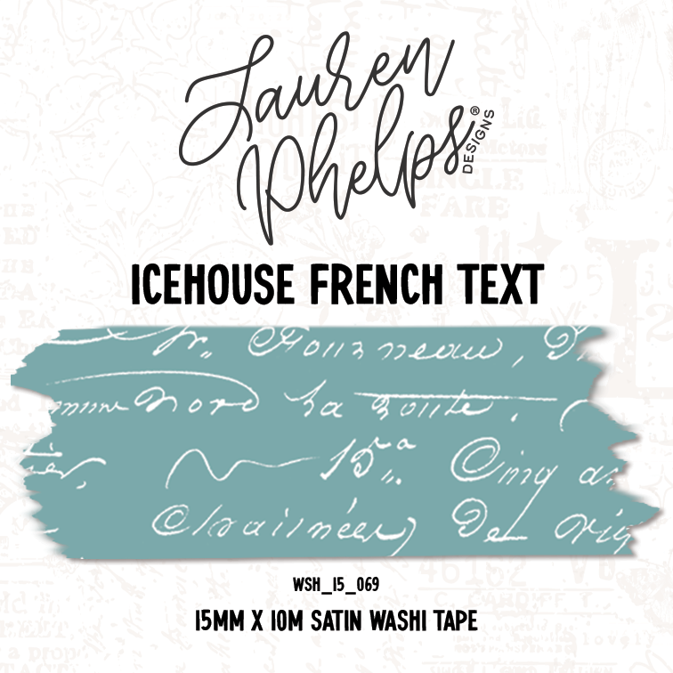 Icehouse French Text 15mm washi