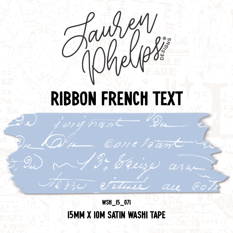 Ribbon French Text 15mm washi