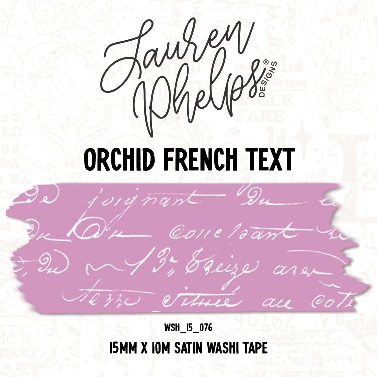 Orchid French Text 15mm washi