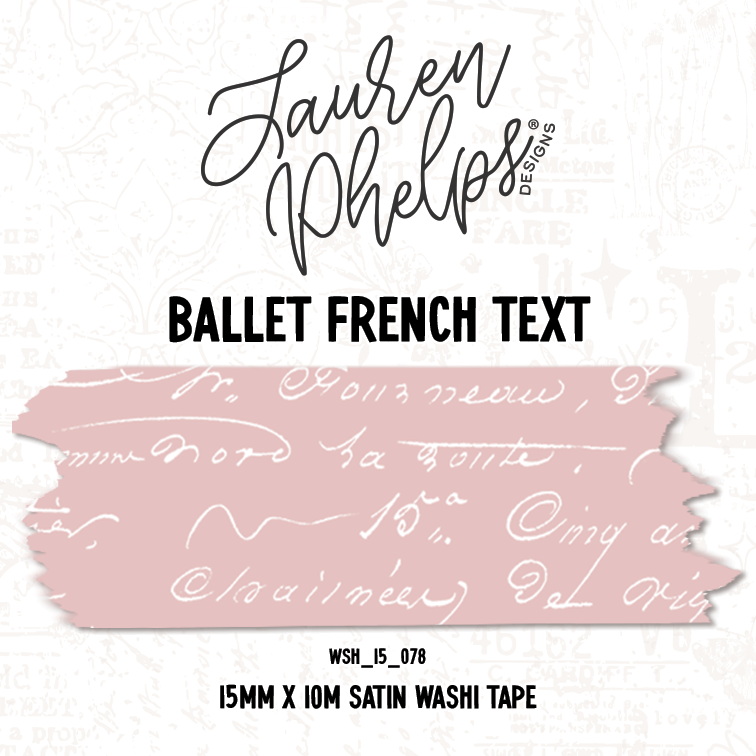 Ballet French Text 15mm washi