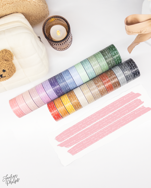 Blush French Text 15mm washi