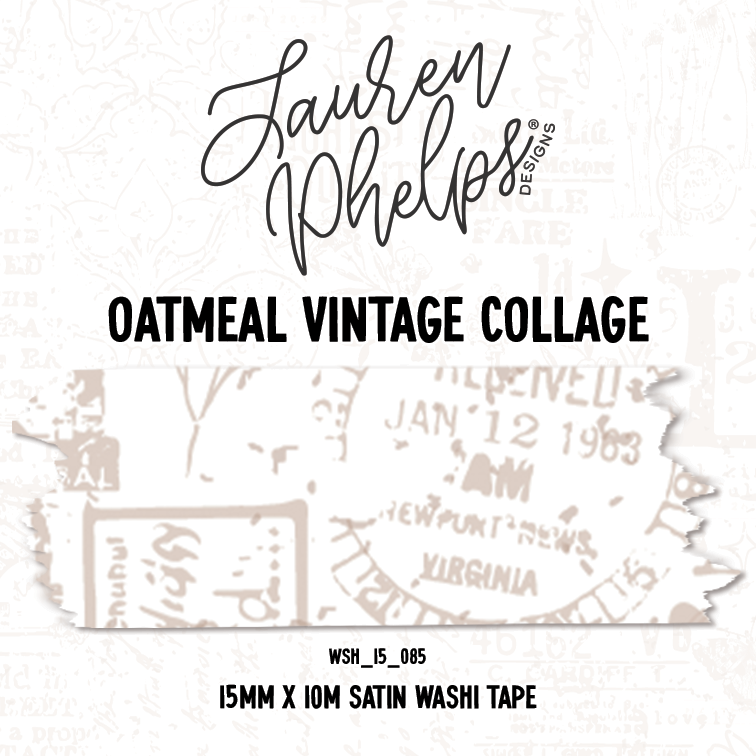 Oatmeal Vintage Collage 15mm washi