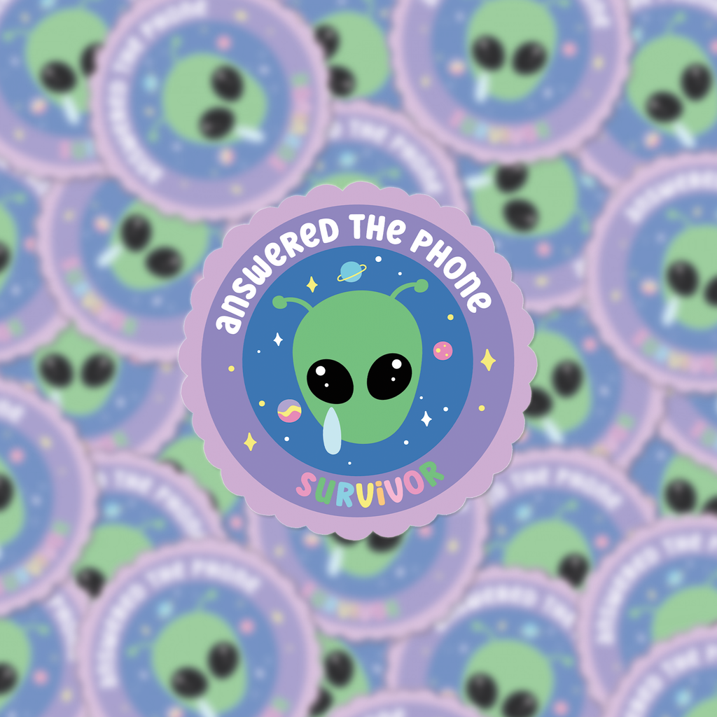 Answered the Phone Alien Decal Sticker