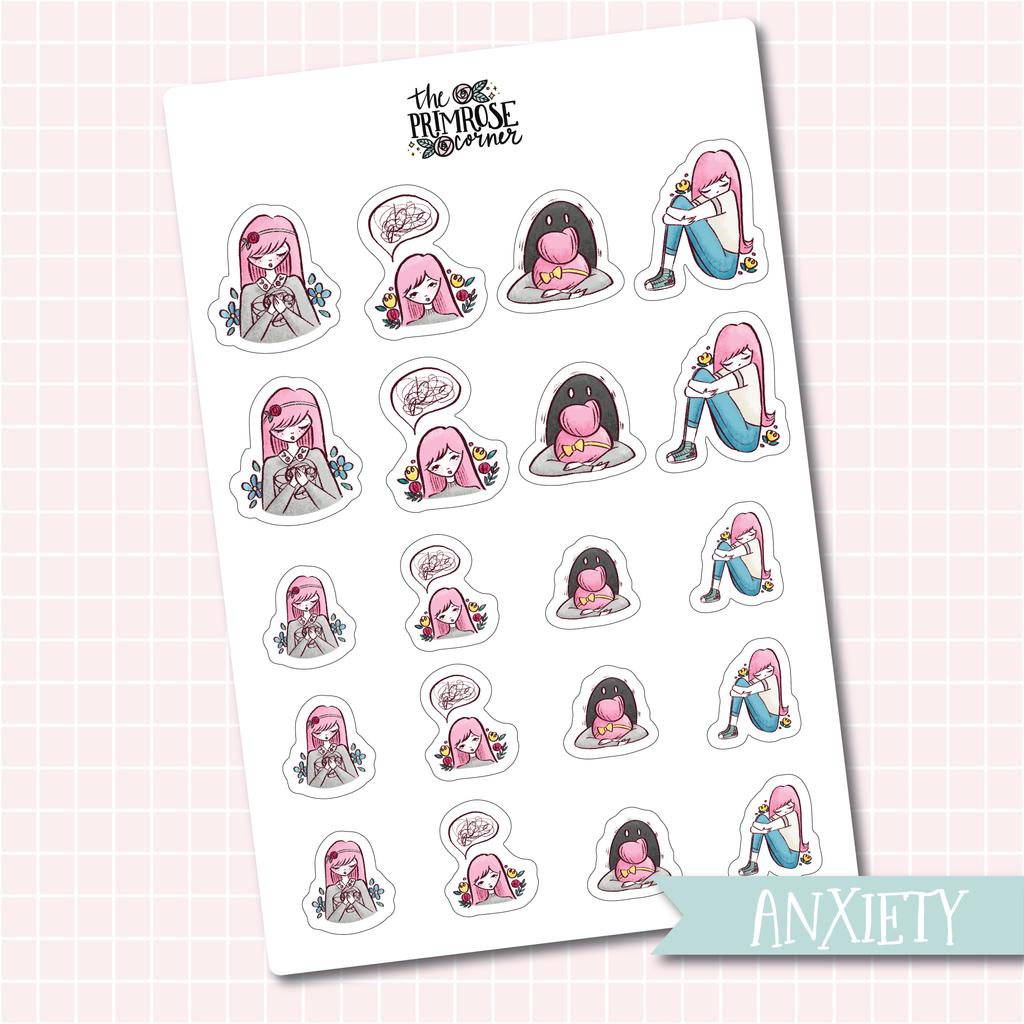 THE PRIMROSE CORNER || Anxiety Primrose Character Stickers