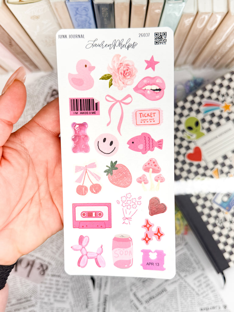 Junk Journal | Pink Trinkets Deco Sticker Sheet