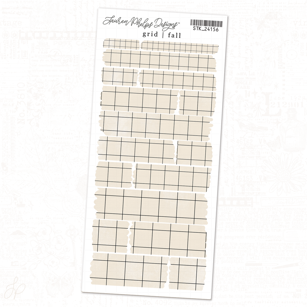 Grid | Cream | Washi Strips Sheet