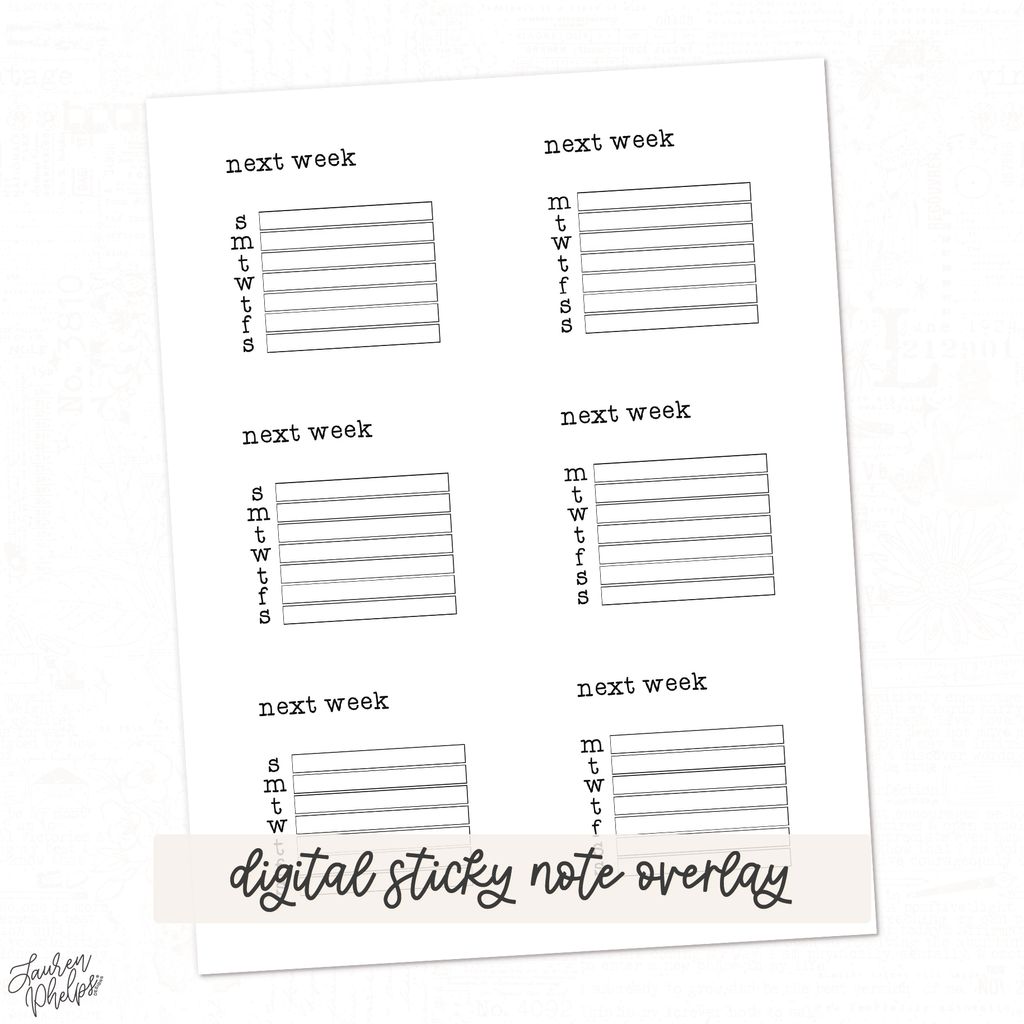 DIGITAL | Vol 12 Next Week Sticky Note Overlay