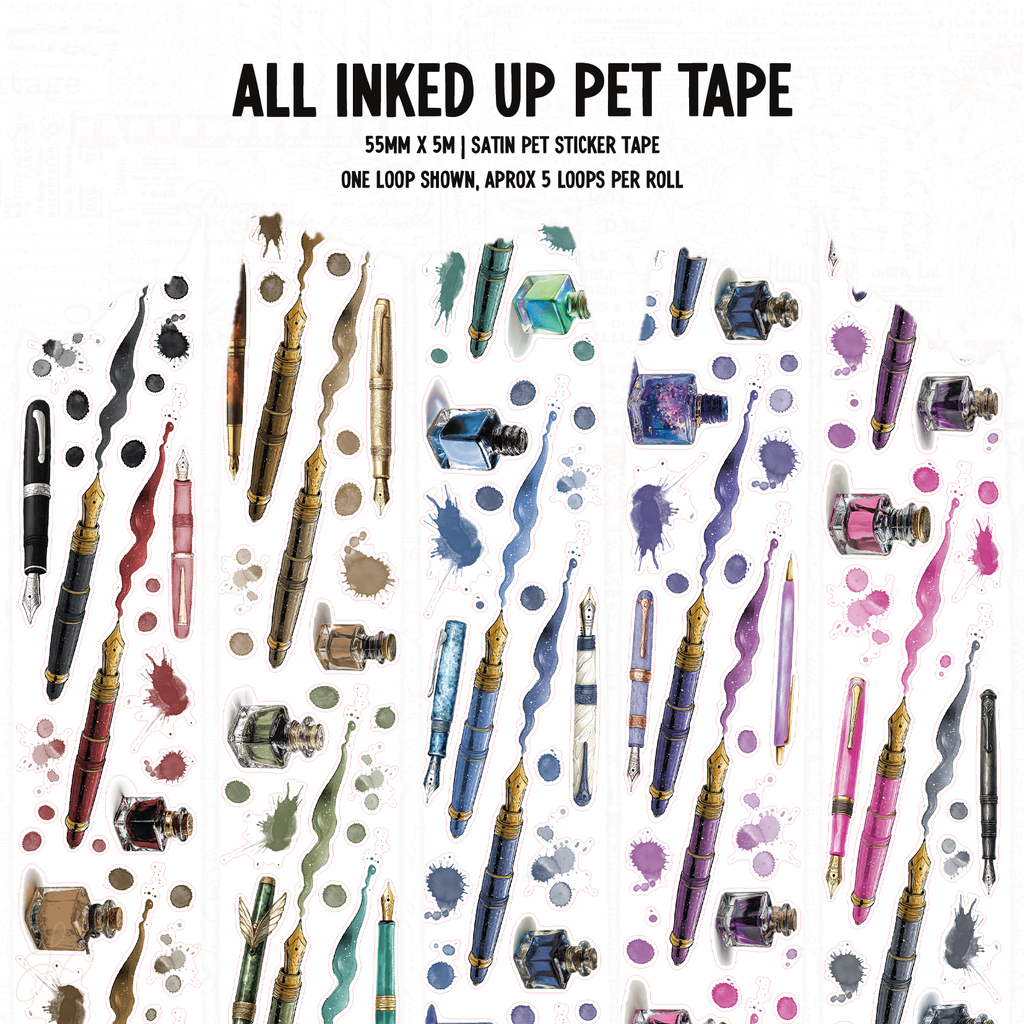 Fountain Pen Kiss Cut, Perforated, Satin P.E.T. Tape 55mm