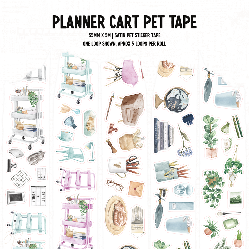 Planner Cart Kiss Cut, Perforated, Satin P.E.T. Tape 55mm