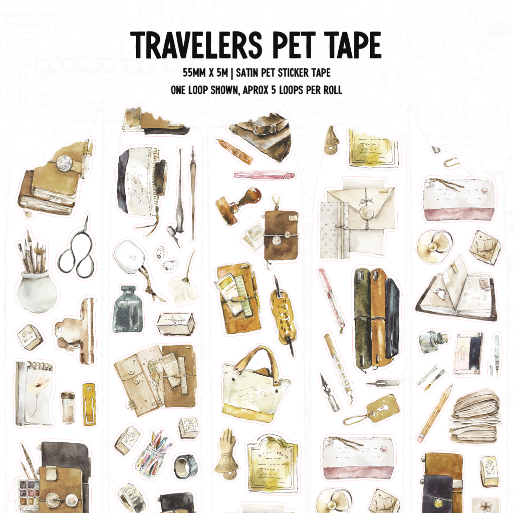 Journalish Travelers Kiss Cut, Perforated, Satin P.E.T. Tape 55mm