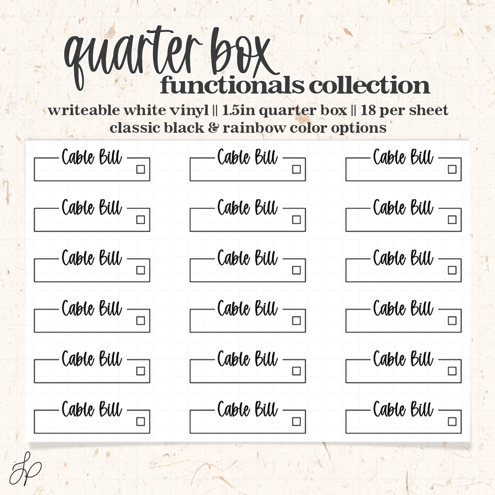 Cable Bill || Quarter Box Planner Stickers