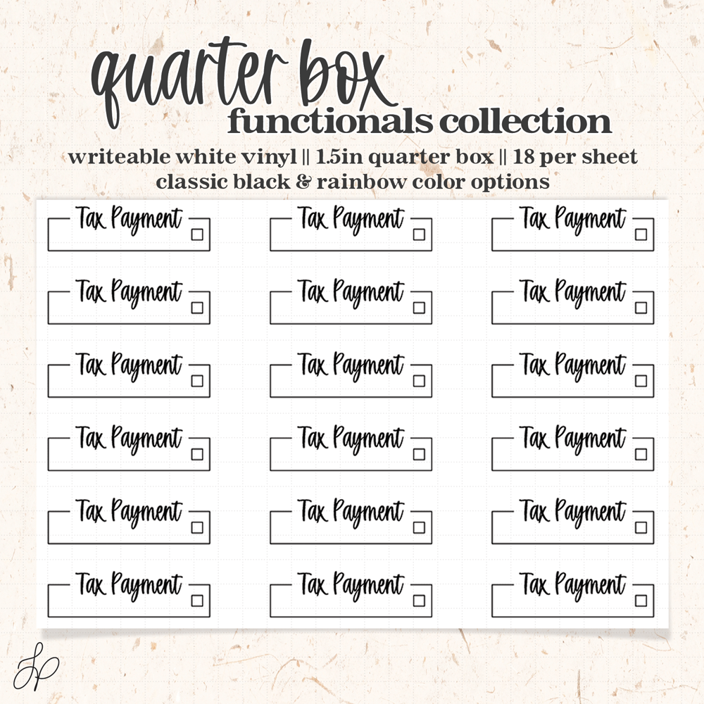 Tax Payment || Quarter Box Planner Stickers