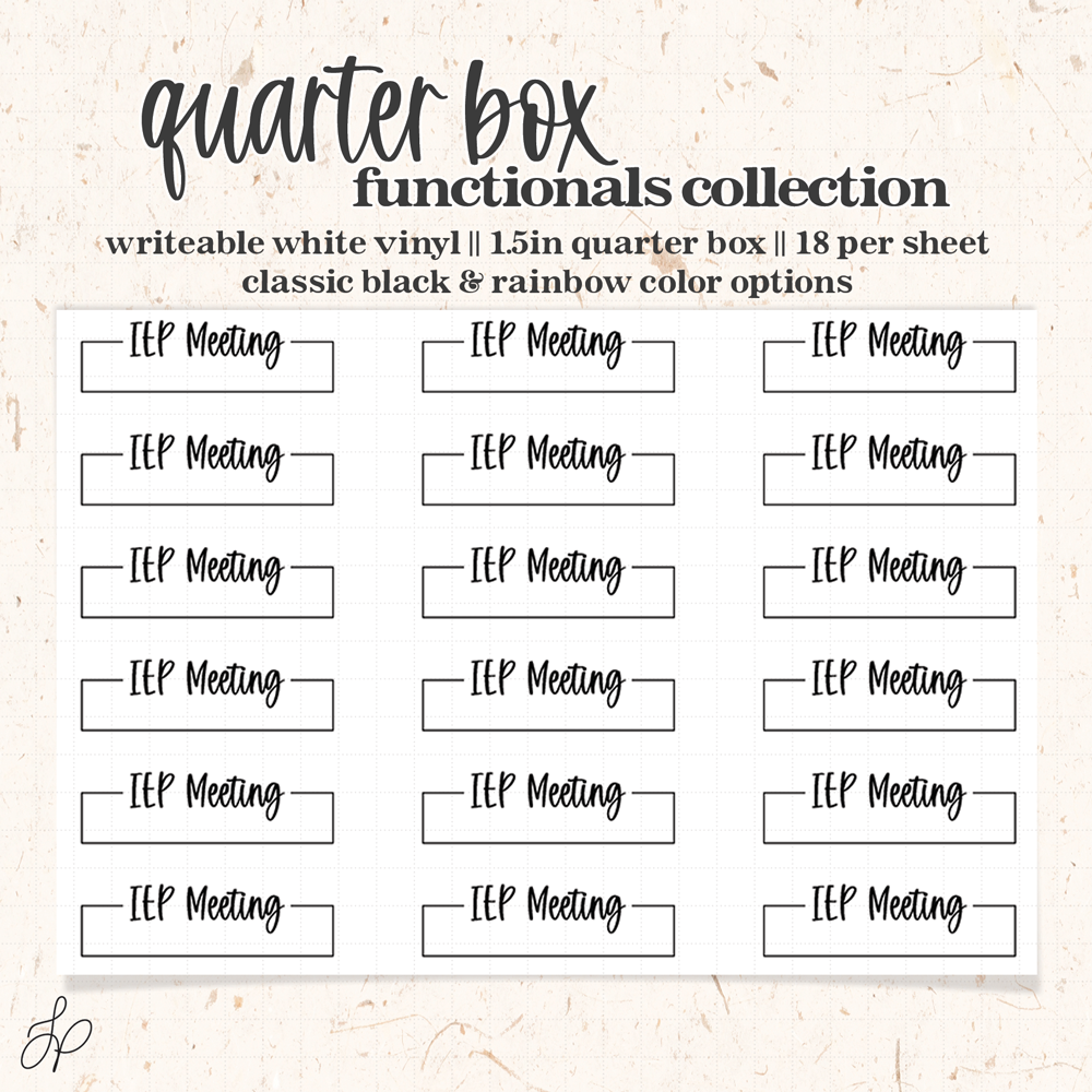 IEP meeting || Quarter Box Planner Stickers