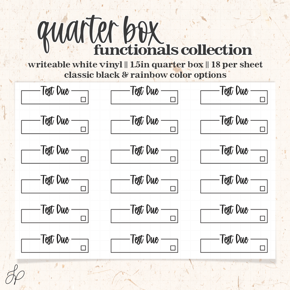 Test Due || Quarter Box Planner Stickers