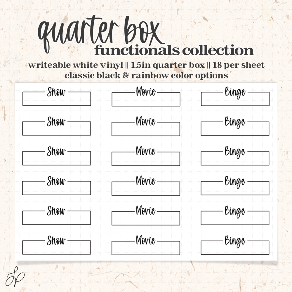 TV: Show Movie Binge  || Quarter Box Planner Stickers