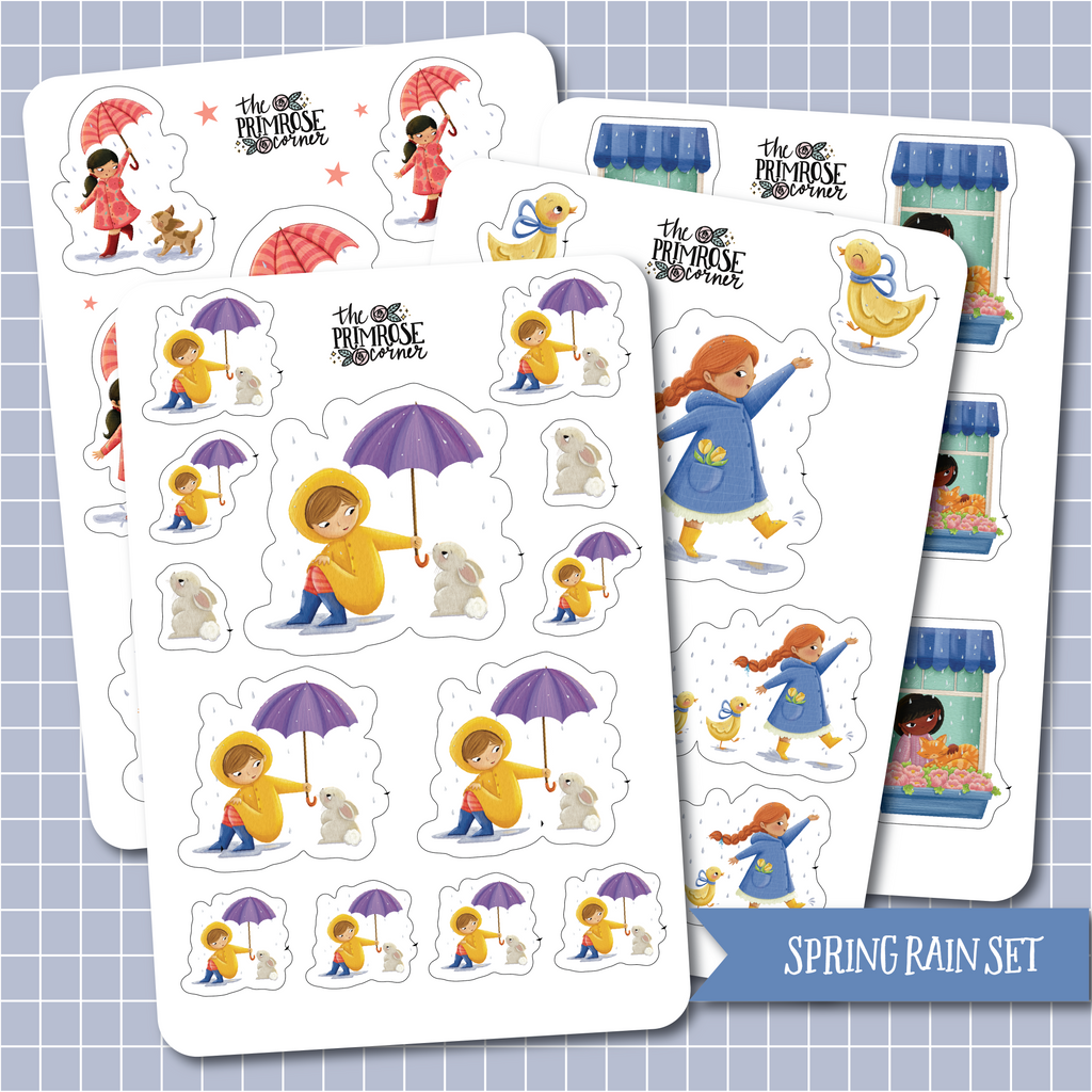THE PRIMROSE CORNER || Spring Rain Sticker Sheet Set