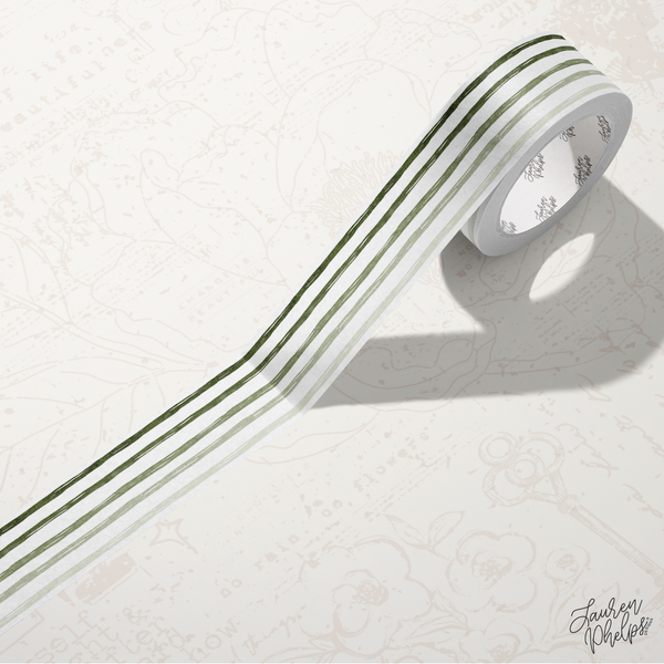 Green Stripes 15mm washi