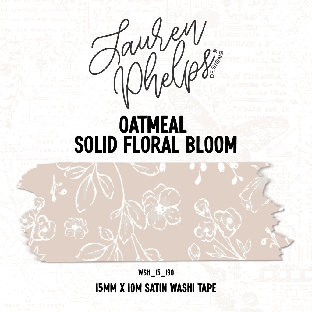 Oatmeal | Solid Floral Bloom 15mm washi