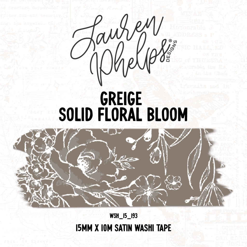 Greige | Solid Floral Bloom 15mm washi