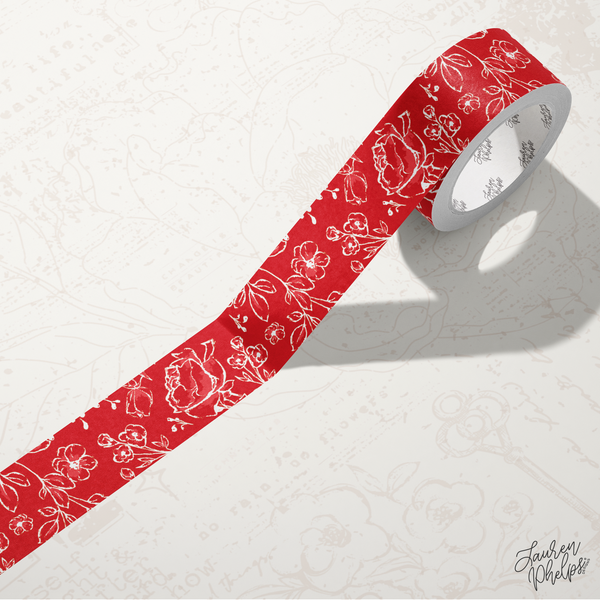 Ruby | Solid Floral Bloom 15mm washi