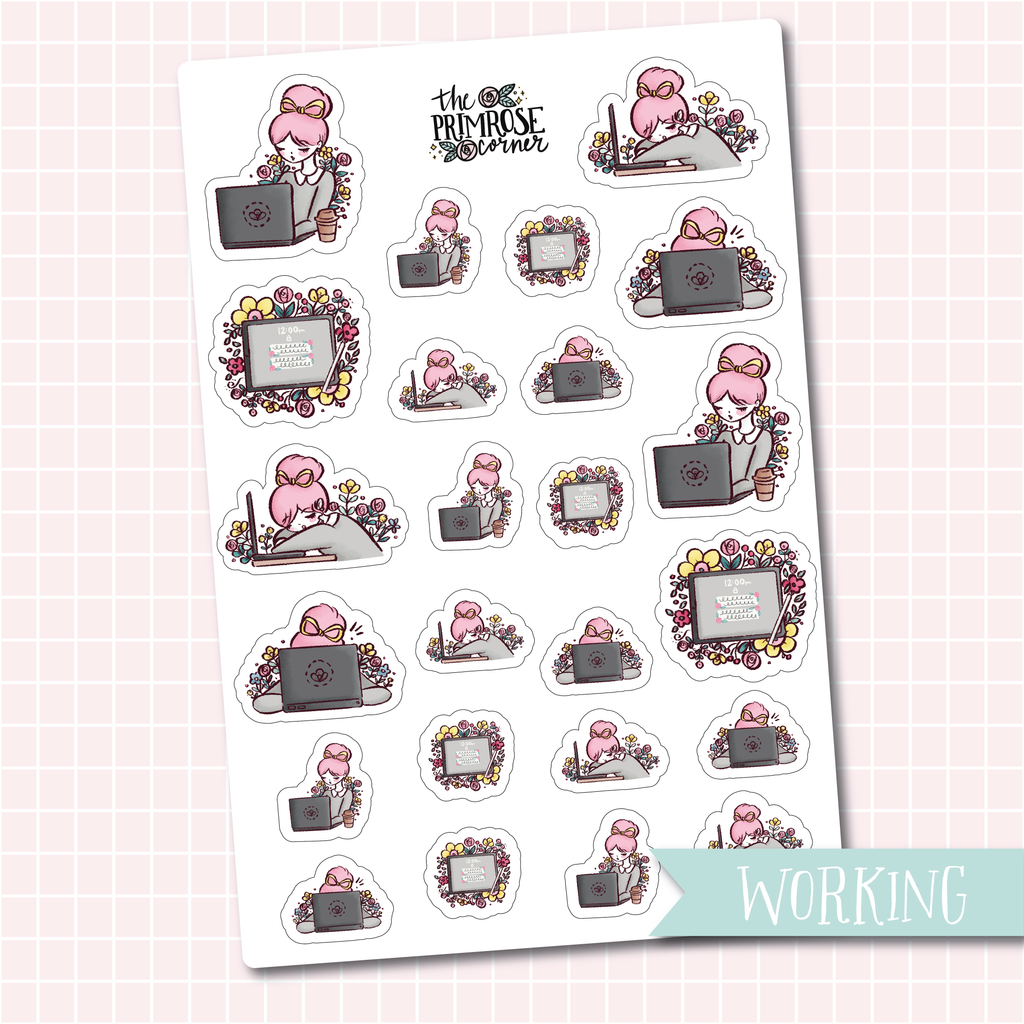 THE PRIMROSE CORNER || Working Primrose Character Stickers