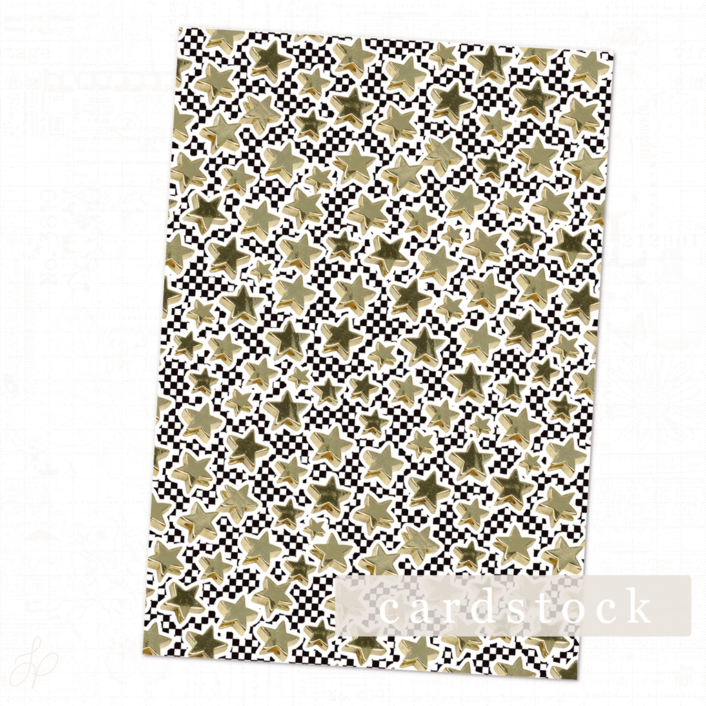 Junk Journal Gold Stars Cardstock Sheet