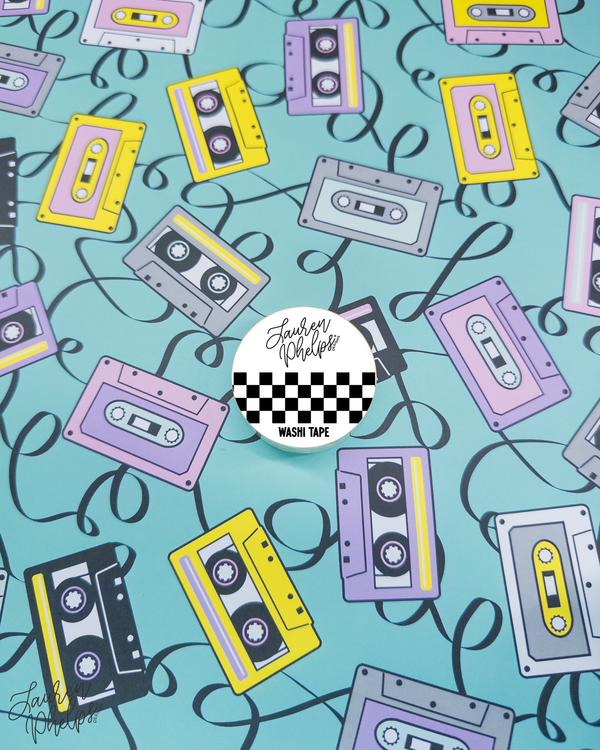 Black Retro Checker 15mm washi || RESTOCK