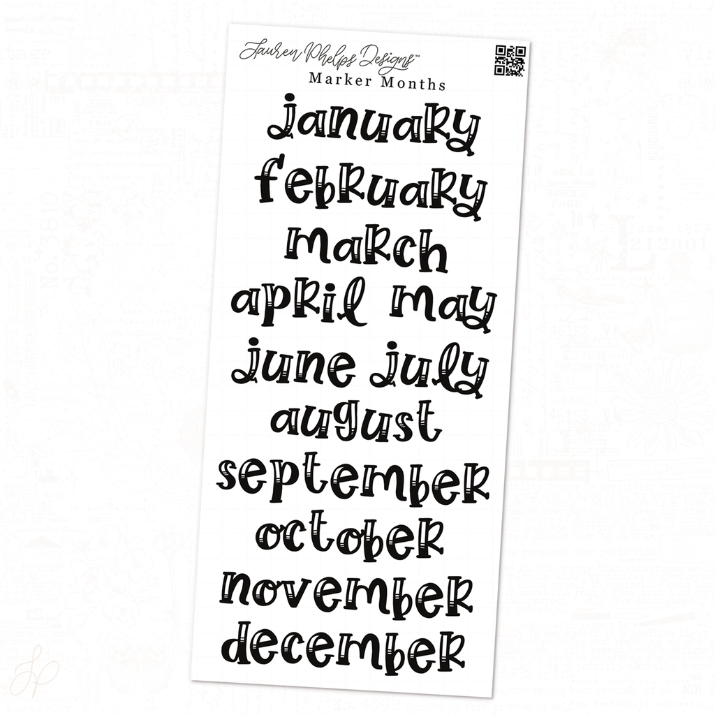 Marker Months Sticker Sheet | Washi or White